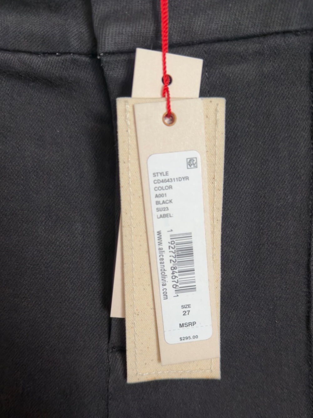 Alice + Olivia Jane High Rise Trouser Jeans Black Flare Size 27 - Picture 6 of 8